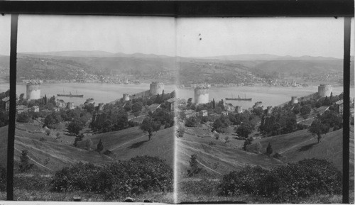 A Glimpse of Two Continents. Castle Rumili Hissar, the Bosporus, and the Asiatic Shore from the European Side; Constantinople. Turkey