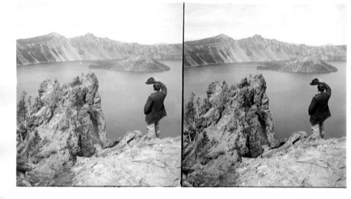 Crater Lake, a jewel marking an old volcano, Eagle Craggs. N.W. to Glacier Park. Oregon