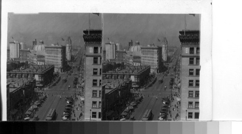 California. Looking down Broadway from Security Bank Bldg. Oakland, Calif