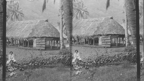 A Samoan house of Pago Pago (S.). Samoan Islands