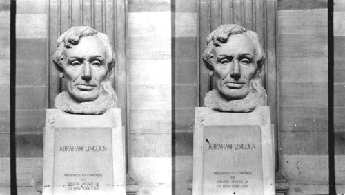 Marble Bust of Abraham Lincoln in the Rotunda of the Capitol, Wash., D.C. By Gaston Borghlum, sculptor