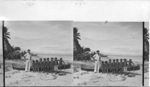 Beach Scene San Blas Coast, Indian Boys and Myself by Native Cayuca, Small Hut Is For The Family Hog