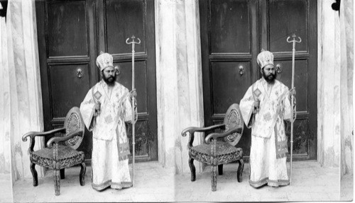 The Right Rev. Thinotaus, head of the great Coptic Church. Jerusalem, Palestine