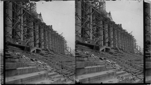 New Stadium in Grant Park under construction, Chicago, Ill