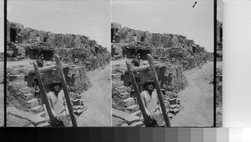 Terrace Homes of Hopi Indians - Street Scene in Oraibi, Hopi Reservation. Arizona