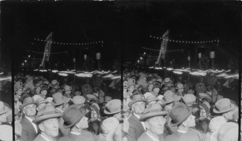 Night Crowds waiting for float parade Mardi Gras , New Orleans, (on Monday night - Feb 15, 1926 " The Proteus " night Parade