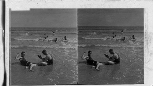 Enjoying the Gulf Surf, Galveston, Texas