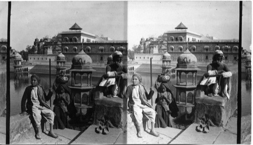 The Great Tank and Mahrajas Palace. Alwar. India