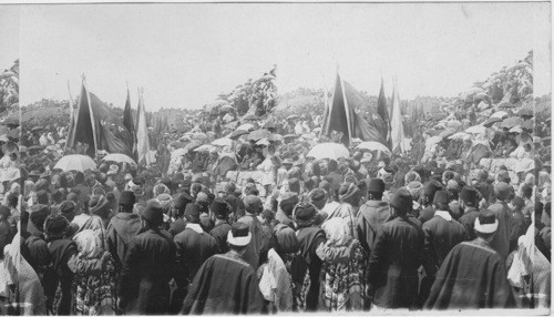 Pilgrims leaving Jerusalem for the Mohammedan - “Tomb of Moses,” Palestine