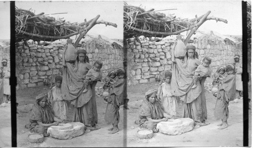 Bedouin Women at the flour mill, Palestine