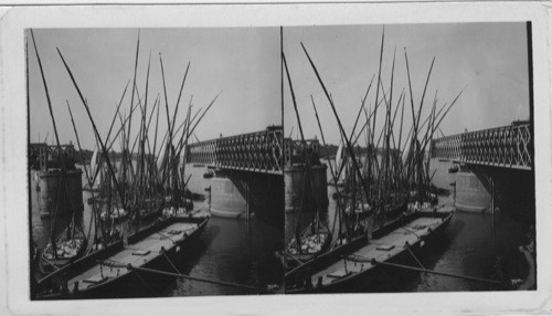 The Draw of the Great Bridge over the nile, open for a fleet of Boats to Pass. Egypt