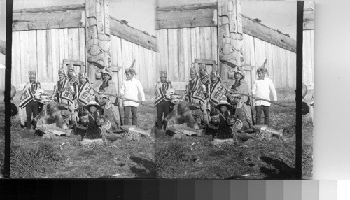 The fantastic Potlatch dancers, Indian Village of Klinkwan, Alaska