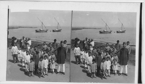 Parsi school-master and his class - Island of Uran - N.W. toward Bombay. India