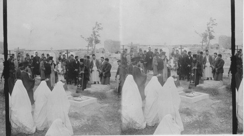 End of forty days mourning - Greek Cemetery. Jerusalem. Palestine