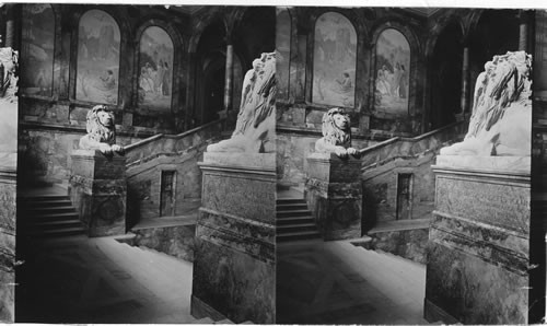 The Staircase, Boston Public Library, showing frescoes by Puvis de Chavannes