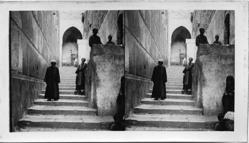 Approach to the cave of Macphelah and the old mosque at Hebron Palestine