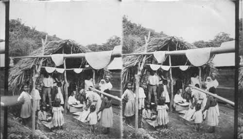 Caribs at Home - Preparing Cassava According to Primitive Methods, St. Vincent, B.W.I