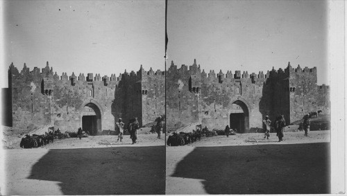 Damascus Gate in its present for a fine example of the architecture of the 16th Century. Western Entrance to Jerusalem