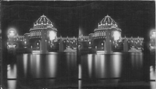 Festival Hall and Fountain, by night, Louisiana Purchase Exposition. St. Louis, Mo