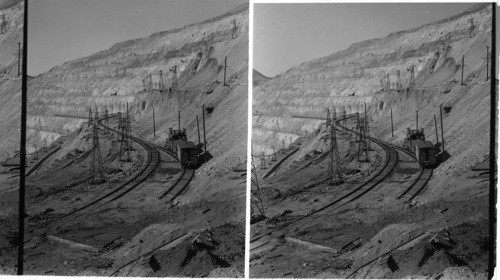 Mine at Bingham - Great terraces of the Open Pit Copper mine from Copper field - Utah. One of the largest copper mines in the world