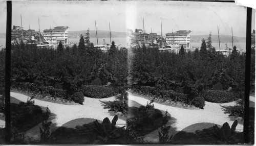 Therapia, near Constantinople a view across Gardens towards Bospheres, Turkey