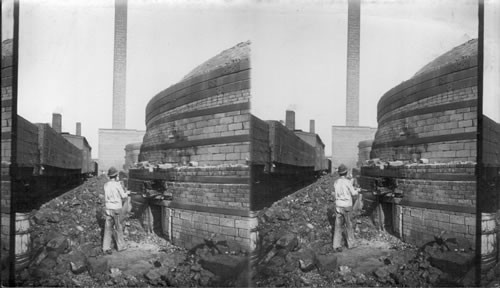 Throwing Coal into the Fire in Tile Kiln, St. Louis, Mo