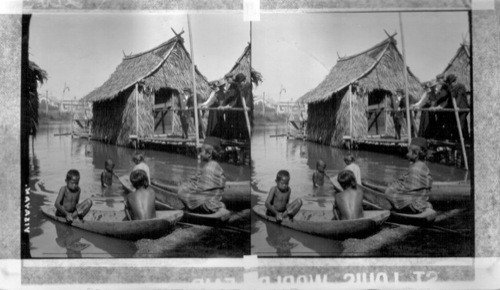 Philippine Village. Young Visayan Citizens keeping cool on the shores of Arrow Head Lake. St. Louis World's Fair