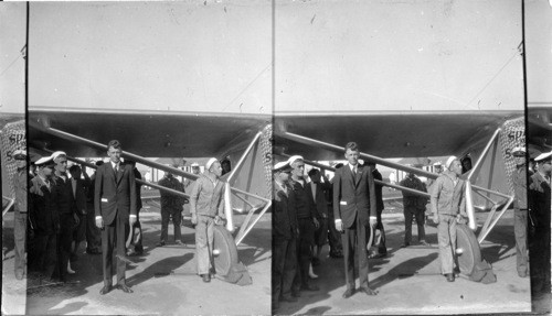 Lindberg Posing for the Camera Man before starting on His Flight. Washington, D.C