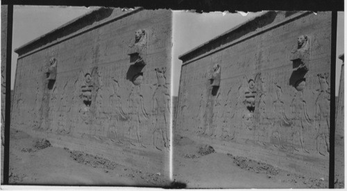 Bas-Reliefs on Temple of Hathor at Denderah. Egypt