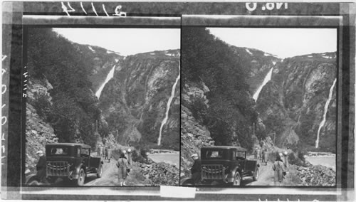 A Gorge on the Richardson Highway near Valdez, Alaska, where an historic battle was fought by big interests thirty years ago, as told by Rex Beach in The Iron Trail. Keystone Canyon near Valdez on the Richardson Highway, Alaska