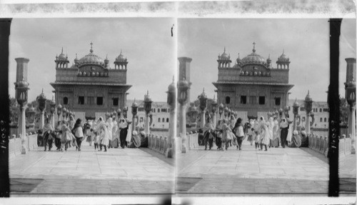 Beautiful white Marble Caus-way. leading to the Golden Temple, Amritsar, India