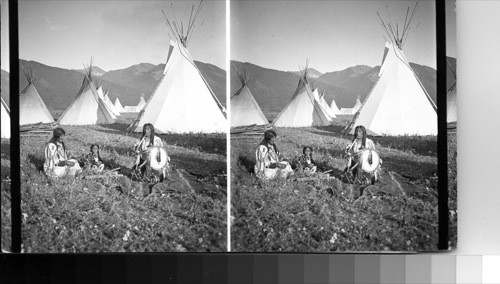 Chief Charlot and Family at Dinner. Chief of Salish Tribe - Western Montana. 1908