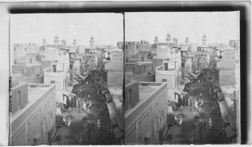 Looking S. W. down Street of Oriental shops and homes. Lahore. India