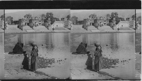 The sacred Lake and infinitley sacred Temple of Brahm, the only one in India, at Pushkar, India