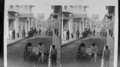 North along the main business street of tropical Barranquilla. Columbia. S.A