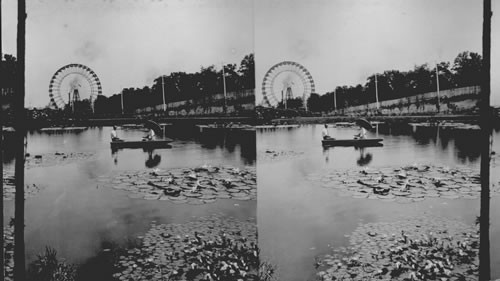 Water Scene and Ferris Wheel in Exposition Park. St. Louis World's Fair, Missouri