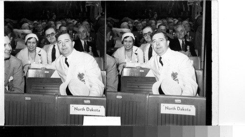 Huey "Kingfish" Long in his convention seat, National Democratic Convention