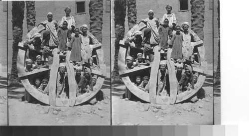 Egyptian children of Upper Egypt, Karnak. Egypt. (Water wheel)