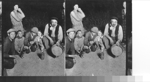 A French fisherman and family gathering moths for bait near Rheims, France