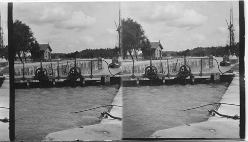 One of the twenty-five locks of the new Welland Canal, near Thorold. Canada. Ontario