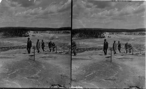 President Harding and party at Mud Geyser. Yellowstone Park