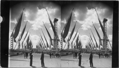 Avenue of Flags, south to the Hall of Science, Chicago Exposition