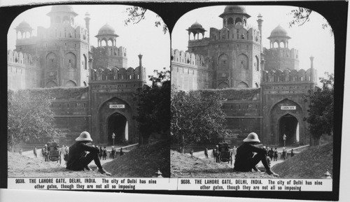 Inscribed in recto: THE LAHORE GATE, DELHI, INDIA. The city of Delhi has nine other gates, though they are not all so imposing