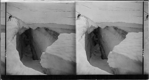 Snow covered crevasses a peril to mountain climbers, Elliot Glacier, Mt. Hood