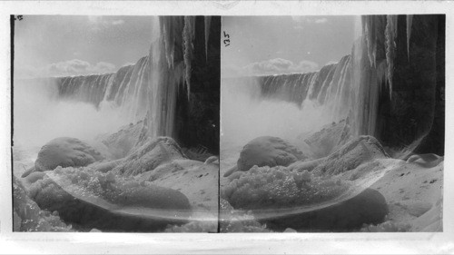 Canadian Falls and Ice From Below. Niagara. Ontario