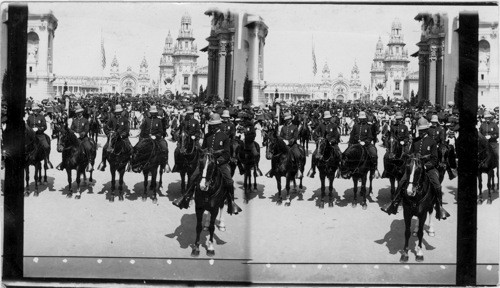 The Police and Military escort to our President. Pan American Exposition