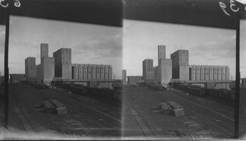 Three Elevators on one picture, looking n. from Brown St. Bridge, Fort William. Ont