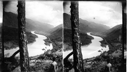 Gliding into the West - the mighty Fraser released from the Canyon near Yale - B.C. Can