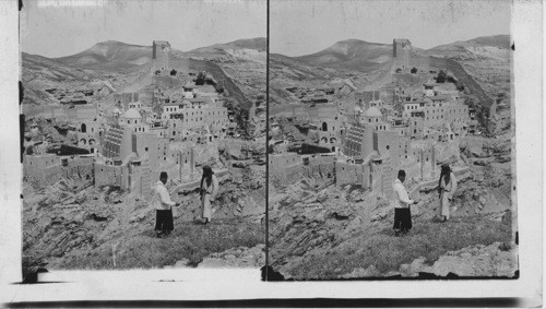 The lonely Convent of Mar Saba, Wilderness of Judea. Palestine