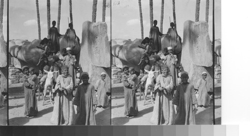 Memphis. Egyptian children and their playground among the ruins and relics of ancient Egypt. Memphis, Egypt